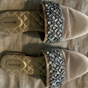 Birdies champagne velvet Songbird - Snow Crystal slip on formal slipper